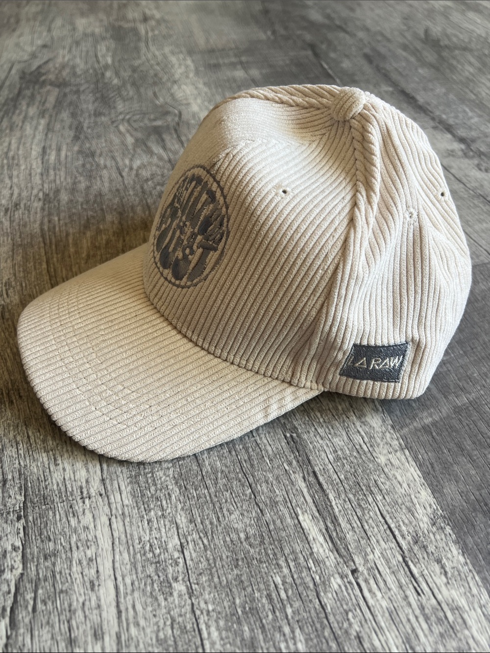 LA RAW Cream Corduroy Baseball Hat Cap Made In Downtown Los Angeles Adjustable